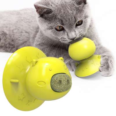 Rubber Pet Toy with Suction Cups Interactive Cat Bite Toy With Catnip Cookie Dog chew toothbrush teeth cleaning toys