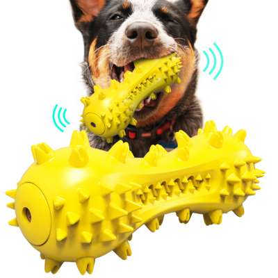 Amazon Hot Sale Rubber interactive pet chew toys cat toothbrush Dog bite toy with bell